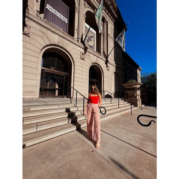 EN SAISON Dusty Pink Linen Style Front Zipper Macey Trousers Pants Size Small - Picture 14 of 16